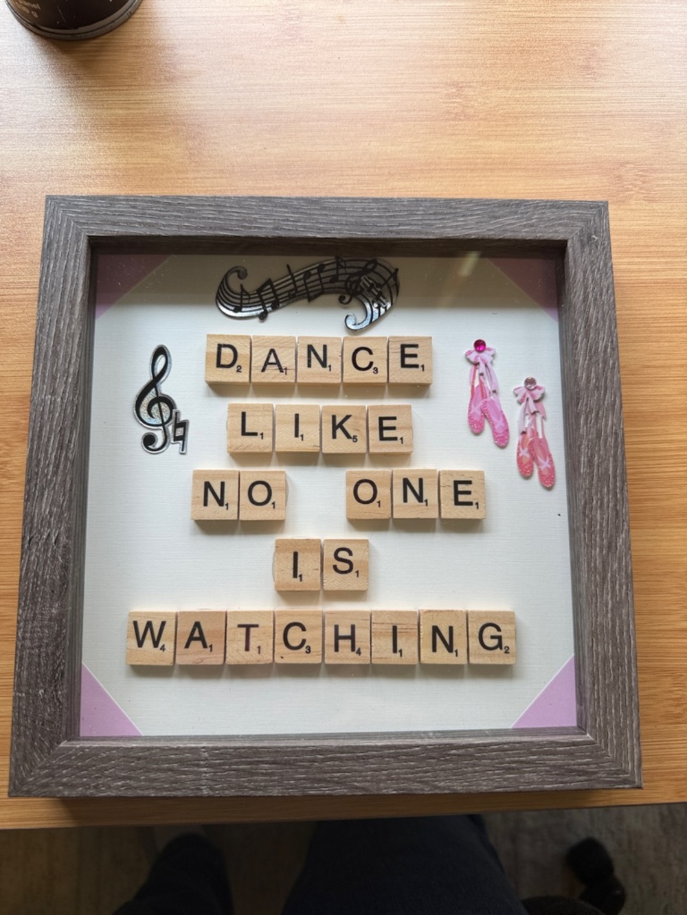 Scrabble Tile Wall Art "Dance Like No One Is Watching" - Pink Accents